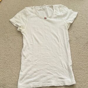 DOEN - Pointelle White Short Sleeve T-Shirt